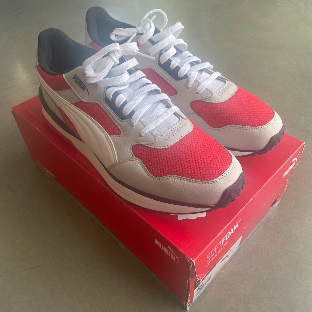 Brand New Puma R78 Futr Lace Up Mens Grey, Red Size 12 WIDE